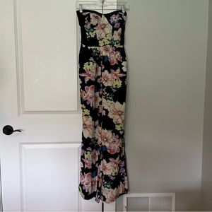 Band of Gypsies black floral strapless bustier jumpsuit